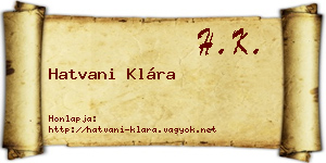 Hatvani Klára névjegykártya